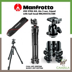 Manfrotto 290 XTRA Kit, Alu 3 sec. tripod with ball head MK290XTA3-BH